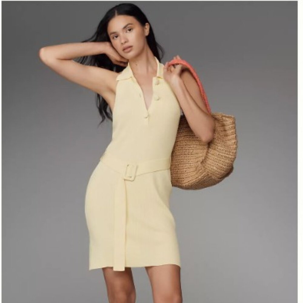 NWT Anthropologie  Siempre Belted Longline Knit Shirt Dress Size LG